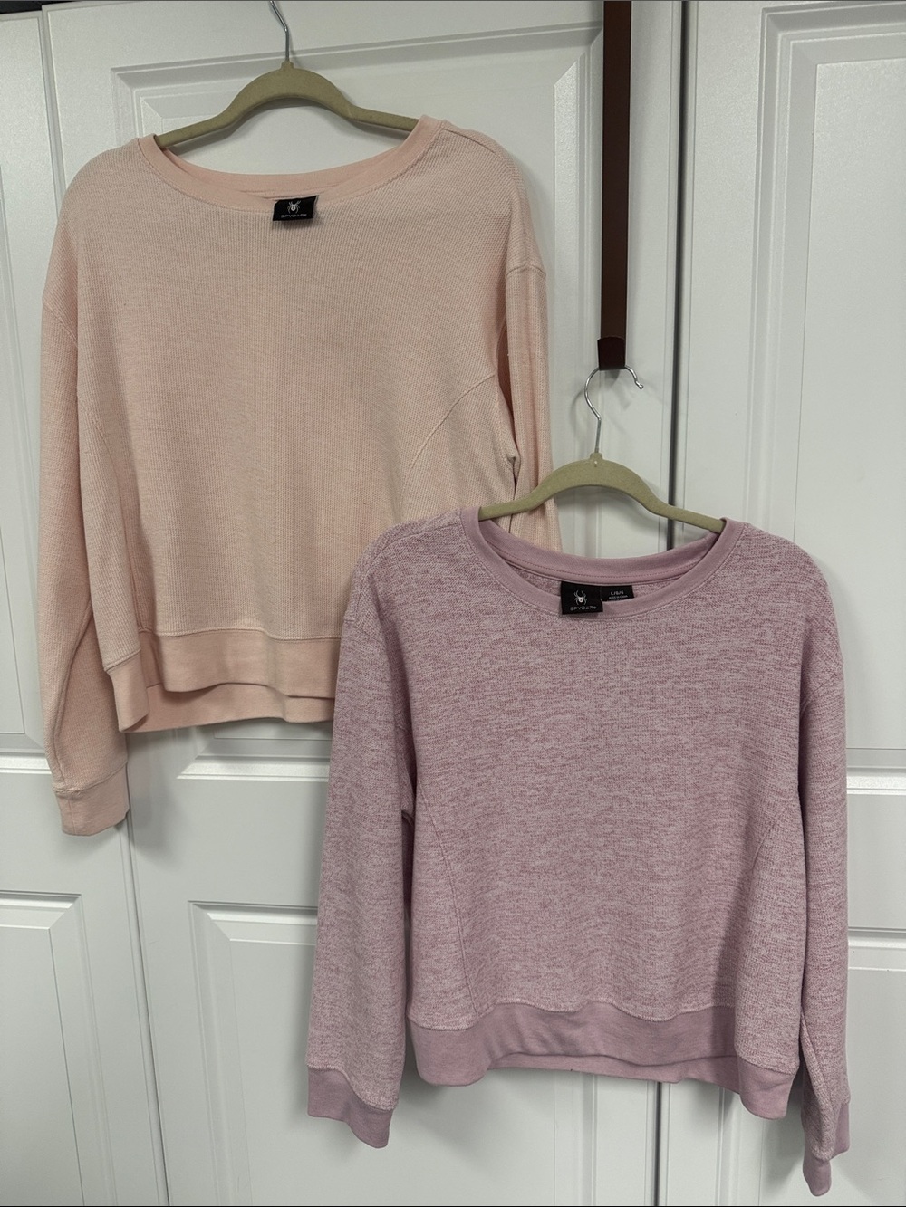 Spyder Women's Lot of 2 Crewneck Sweatshirts - Blush & Mauve Pink Both Size LG